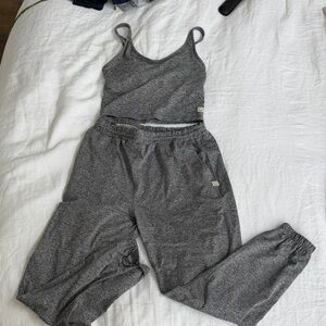Vuori boyfriend sweatpants and halo tank in grey